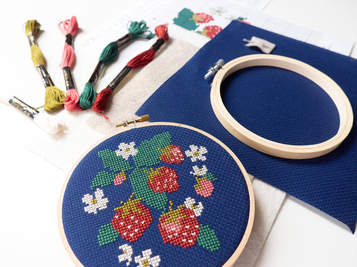Spread Like Strawberries Cross Stitch Kit by Junebug and Darlin