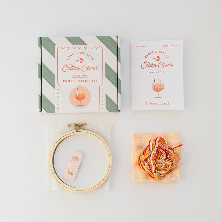 Aperol Cocktail Beginner Cross Stitch Kit by Cotton Clara
