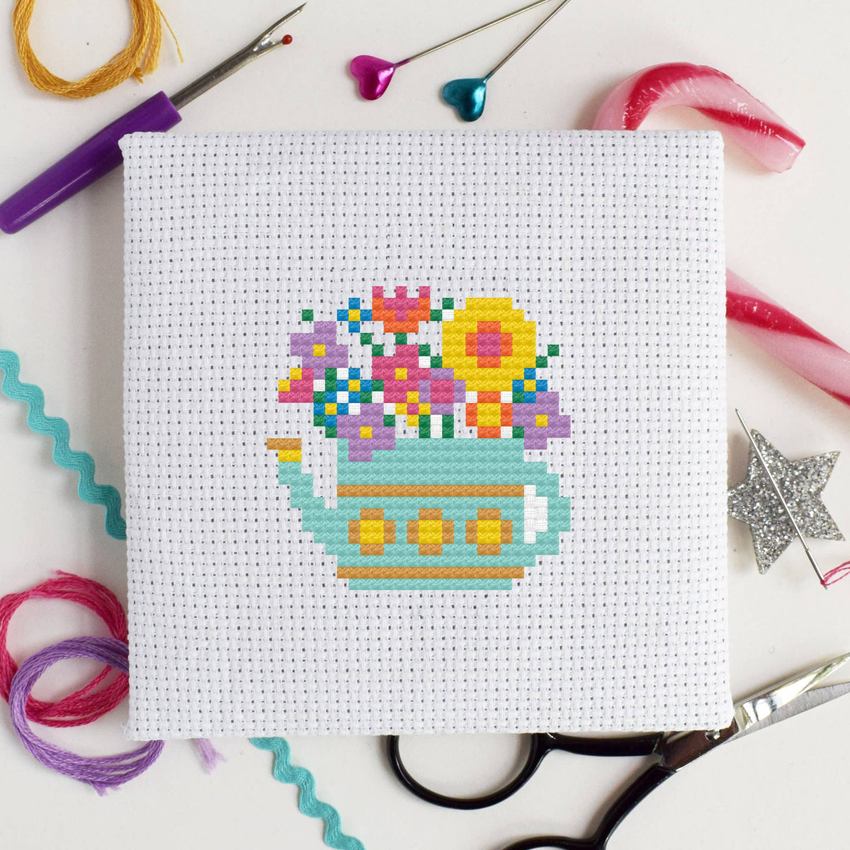 Watering Can Mini Cross Stitch Kit by The Make Arcade