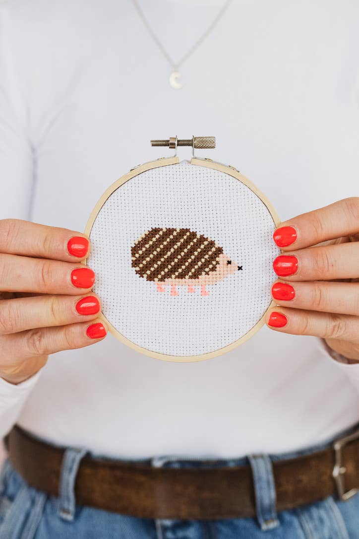 Hedgehog Beginner Cross Stitch Kit by Cotton Clara