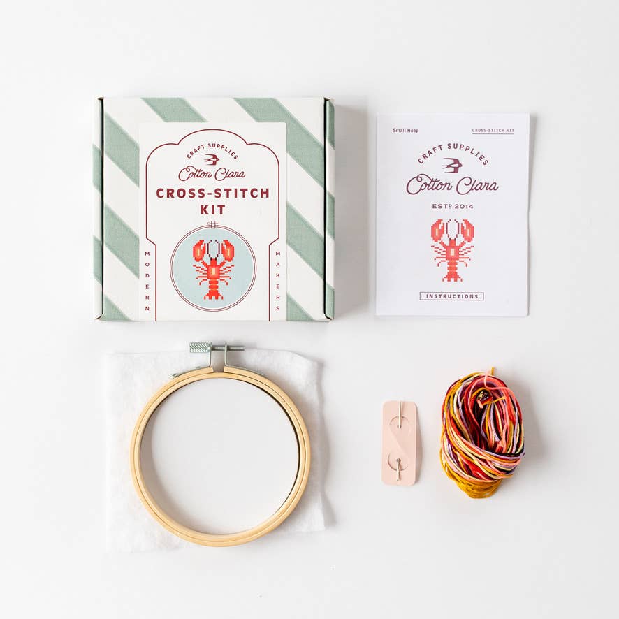 Lobster Beginner Cross Stitch Kit by Cotton Clara
