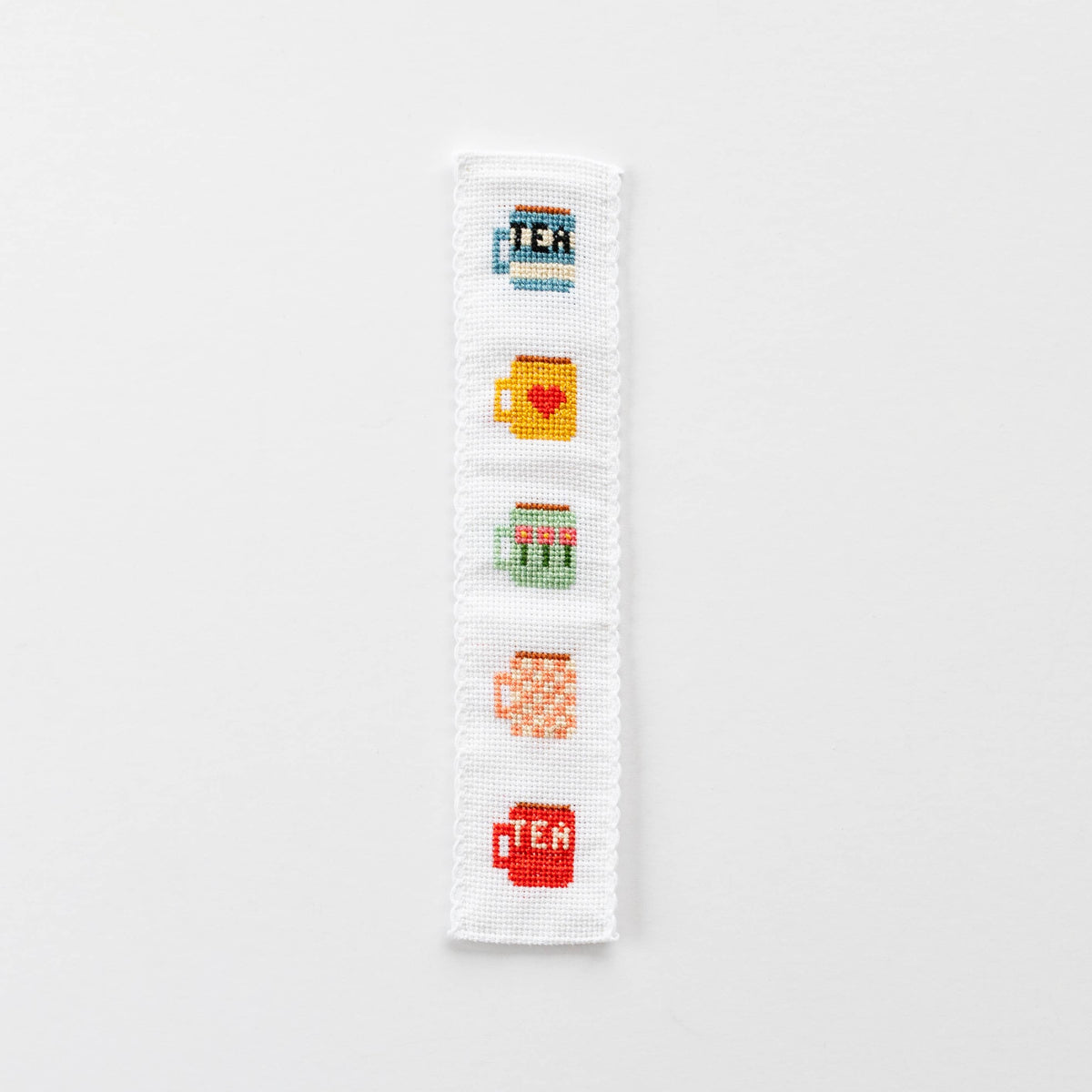 Tea/Mugs Beginner Cross Stitch Bookmark Kit by Cotton Clara
