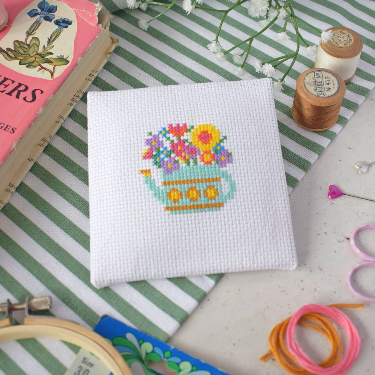 Watering Can Mini Cross Stitch Kit by The Make Arcade
