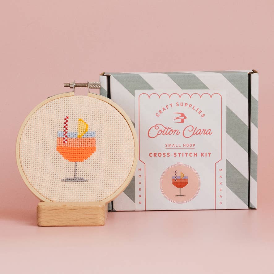 Aperol Cocktail Beginner Cross Stitch Kit by Cotton Clara