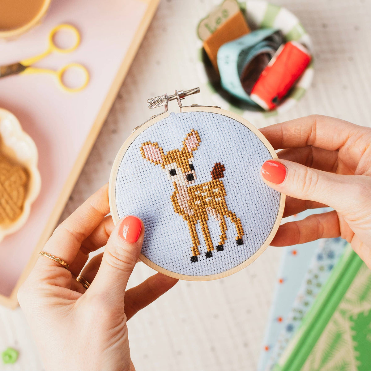 Fawn Beginner Cross Stitch Kit by Cotton Clara