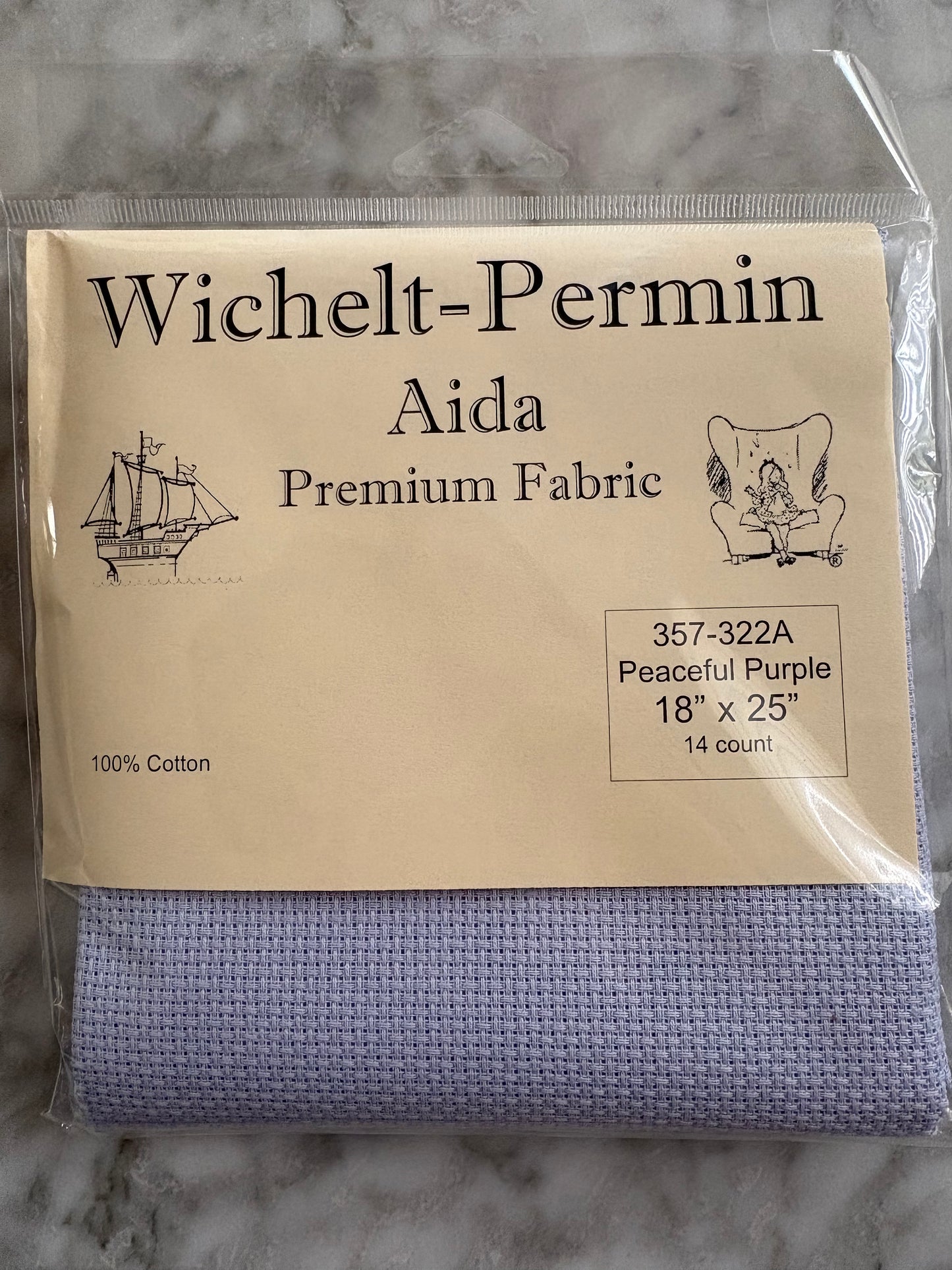 Peaceful Purple Wichelt Aida Cross Stitch Fabric - 14 Count