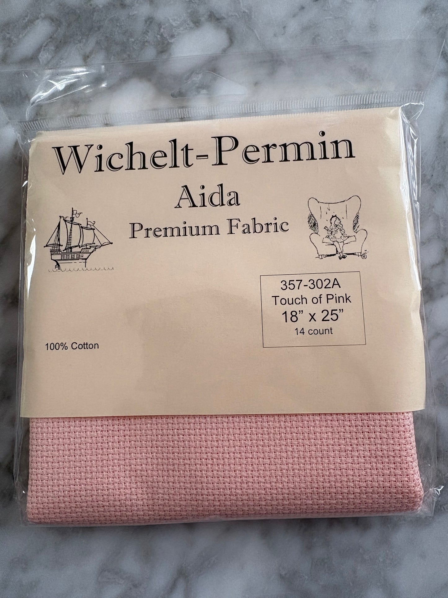 Touch of Pink Wichelt Aida Cross Stitch Fabric - 16 Count