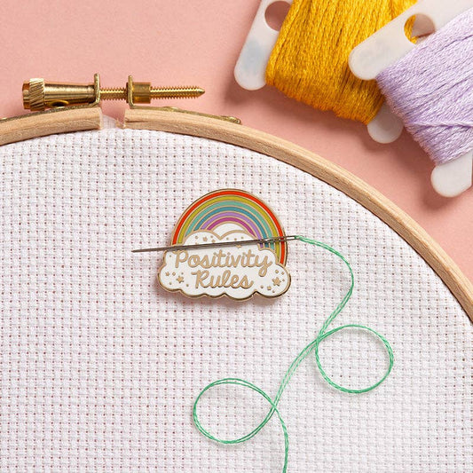 Rainbow Positivity Rules Magnetic Needle Minder by Caterpillar Cross Stitch