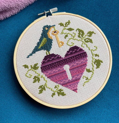 Key To My Heart Cross Stitch Kit by Love Poppet