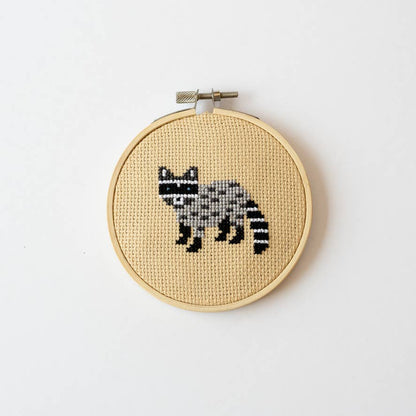 Racoon Cross Stitch Kit for Beginners by Cotton Clara