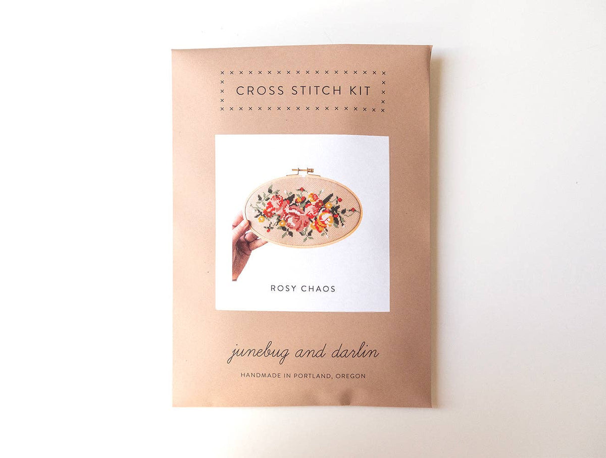 Rosy Chaos Cross Stitch Kit by Junbug and Darlin