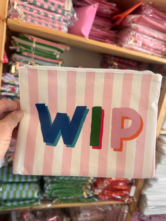 WIP Pink Striped Project Bag