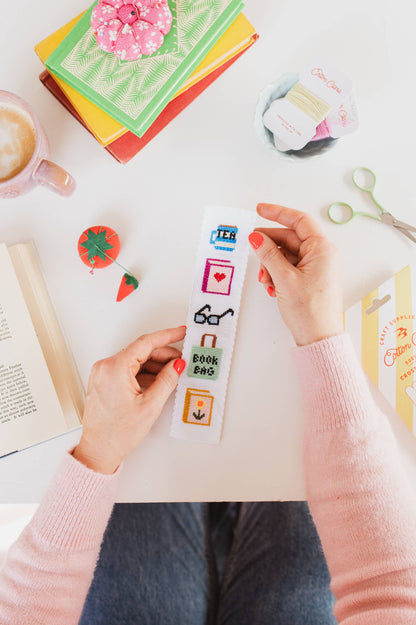 Bookish Counted Cross Stitch Bookmark Kit by Cotton Clara - Beginner friendly
