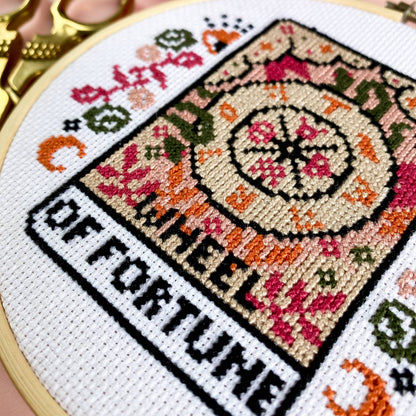 The Wheel Of Fortune Tarot Card Cross Stitch Kit by Innocent Bones