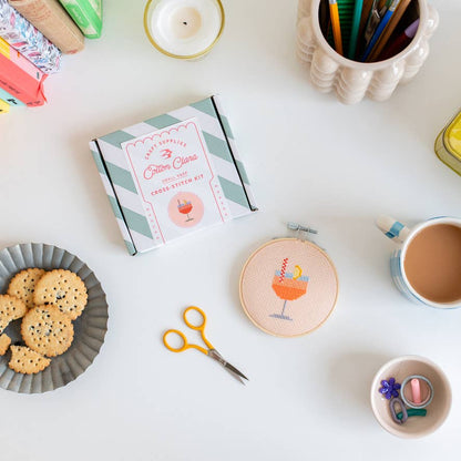 Aperol Cocktail Beginner Cross Stitch Kit by Cotton Clara