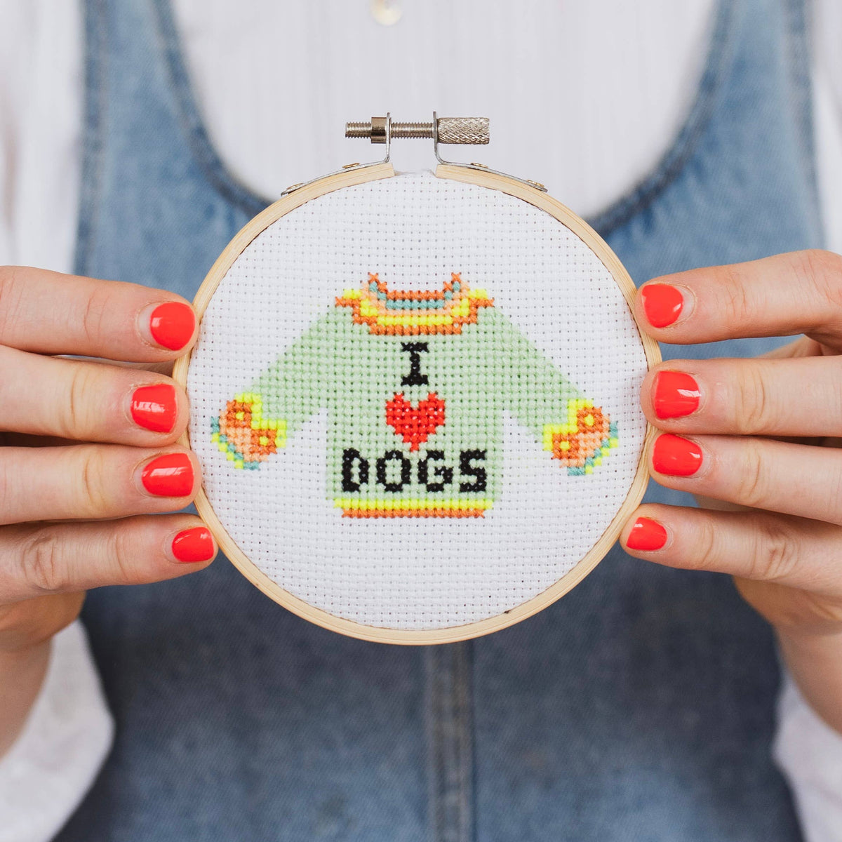 I Love Dogs Beginner Cross Stitch Kit by Cotton Clara
