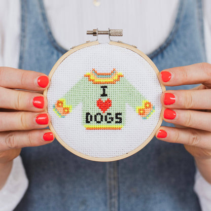 I Love Dogs Beginner Cross Stitch Kit by Cotton Clara