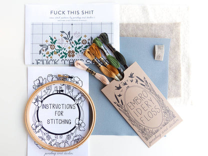 Fuck This Shit Cross Stitch Kit by Junbug & Darlin