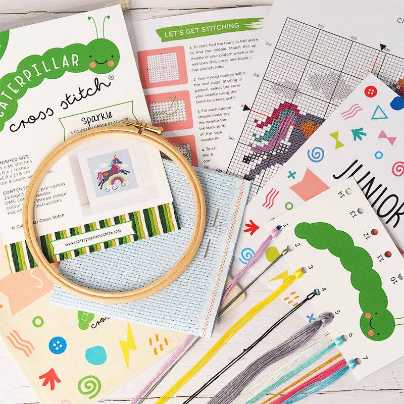 Sparkle Unicorn - Junior Cross Stitch Kit by Caterpillar Cross Stitch