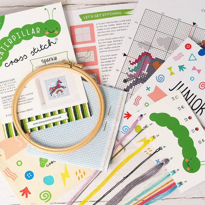 Sparkle Unicorn - Junior Cross Stitch Kit by Caterpillar Cross Stitch
