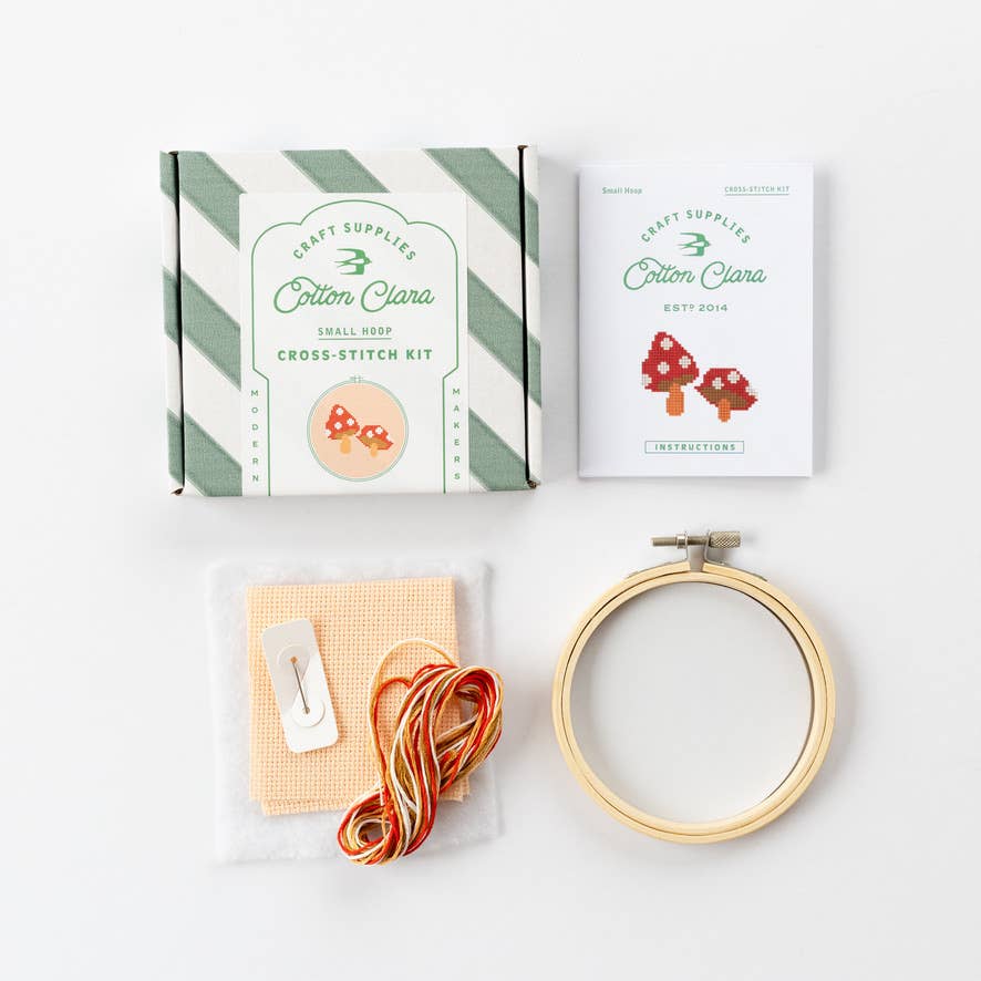 Toadstool Beginner Cross Stitch Kit by Cotton Clara