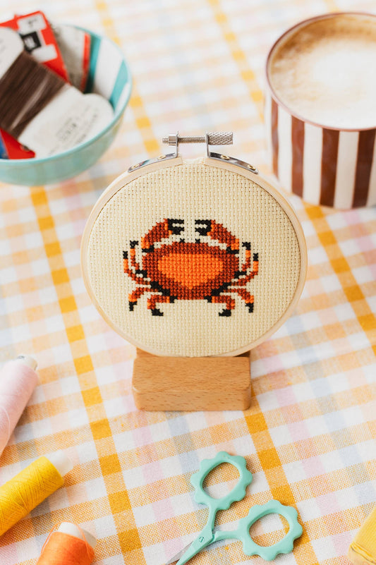 Crab Beginner Cross Stitch Kit by Cotton Clara