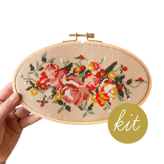 Rosy Chaos Cross Stitch Kit by Junbug and Darlin