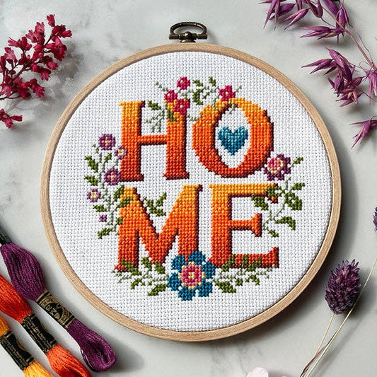 Home - A Four Letter Floral Cross Stitch Kit by Love Poppet