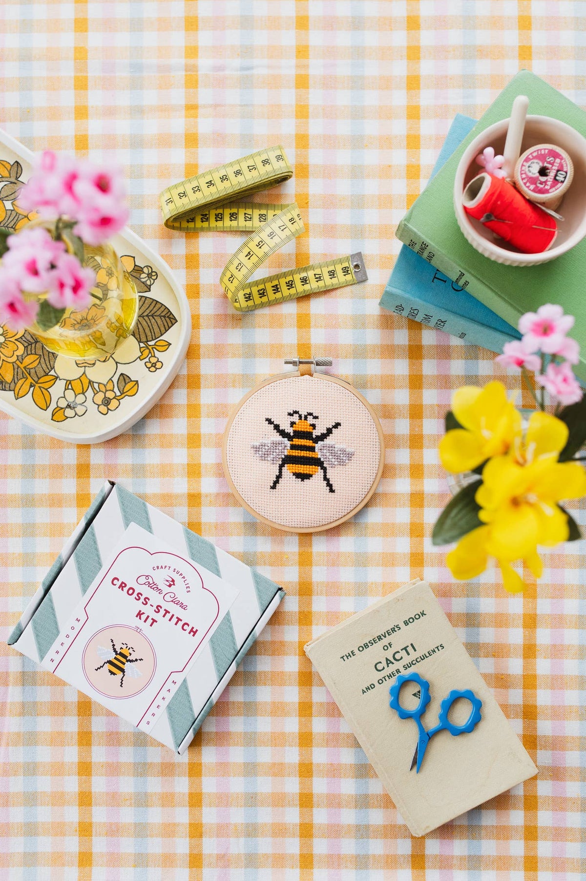 Beginner Bumble Bee Cross Stitch Kit by Cotton Clara