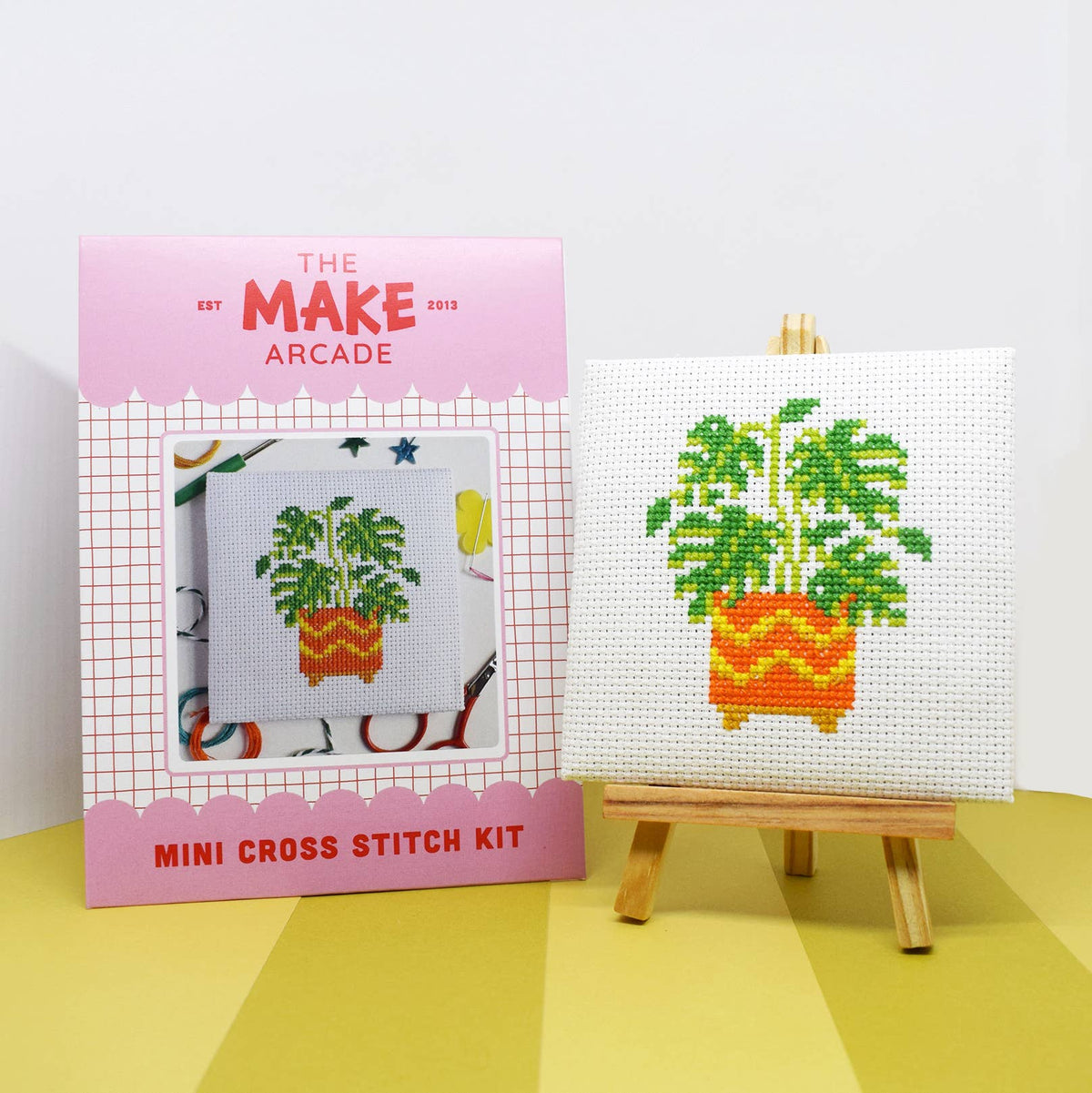 Monstera Mini Cross Stitch Kit by The Make Arcade