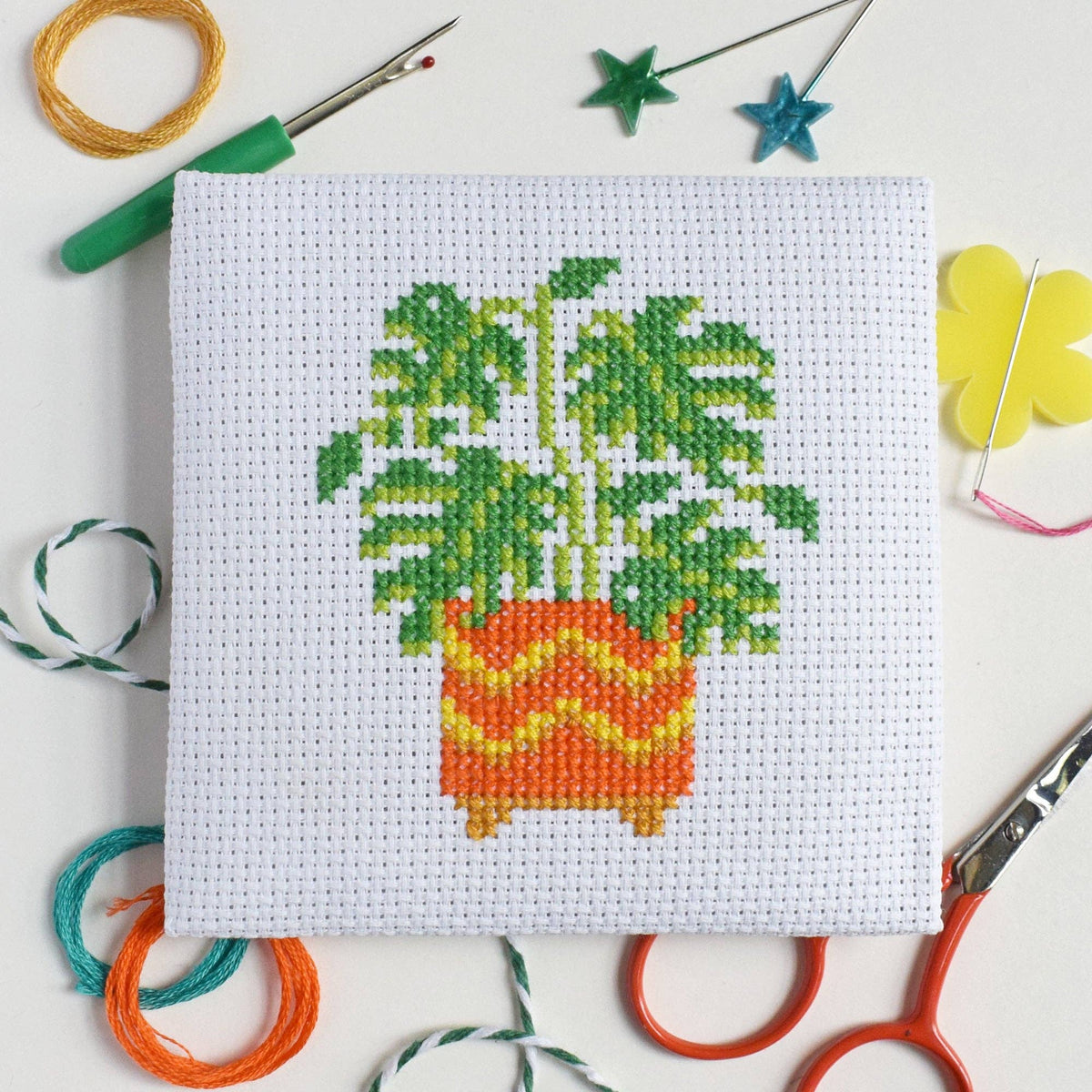 Monstera Mini Cross Stitch Kit by The Make Arcade