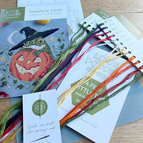 Pumpkin Toad Cross Stitch Kit by Love Poppet