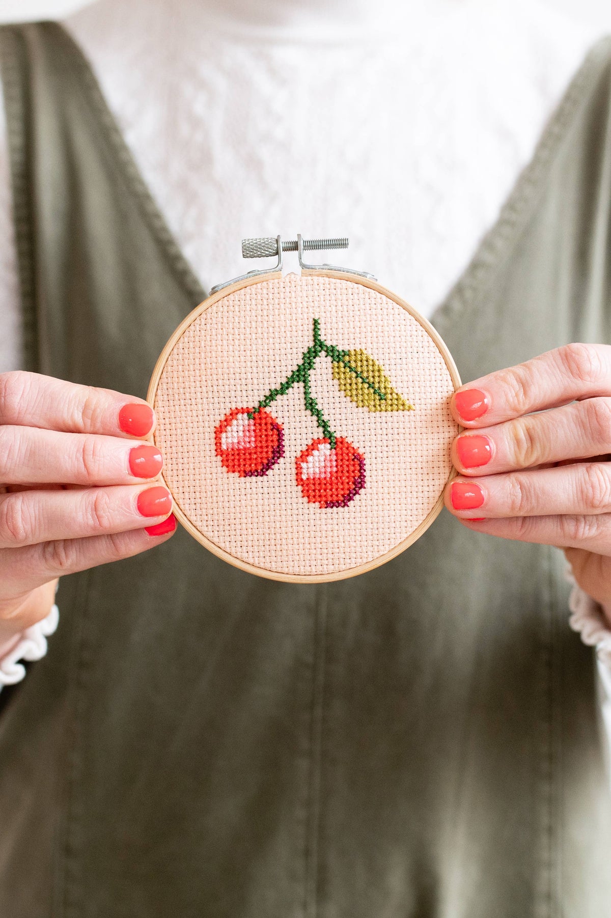 Cherry Beginner Cross Stitch Kit by Cotton Clara