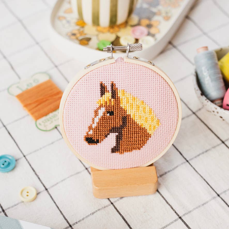 Horse Beginner Cross Stitch Kit by Cotton Clara