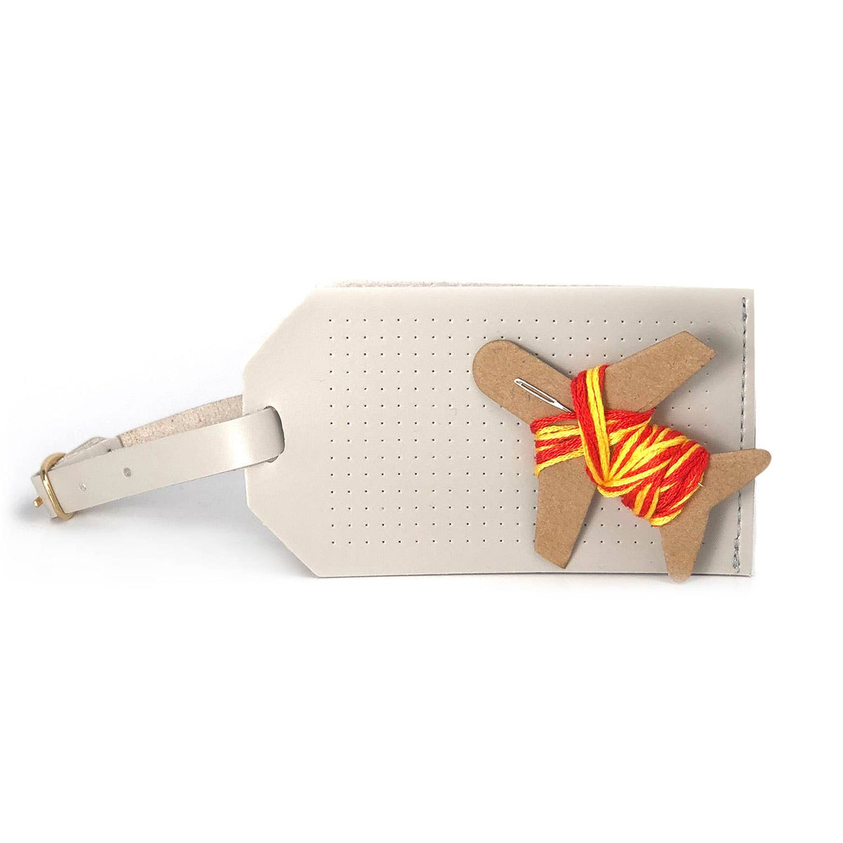 DIY Cross Stitch Luggage Tag - Grey