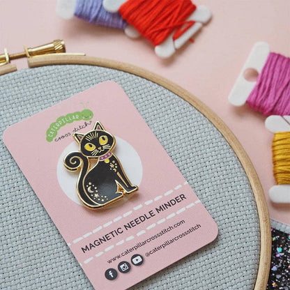 Black Cat Magnetic Needle Minder by Caterpillar Cross Stitch