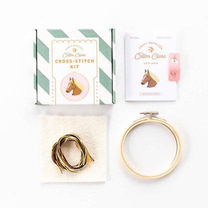 Horse Beginner Cross Stitch Kit by Cotton Clara