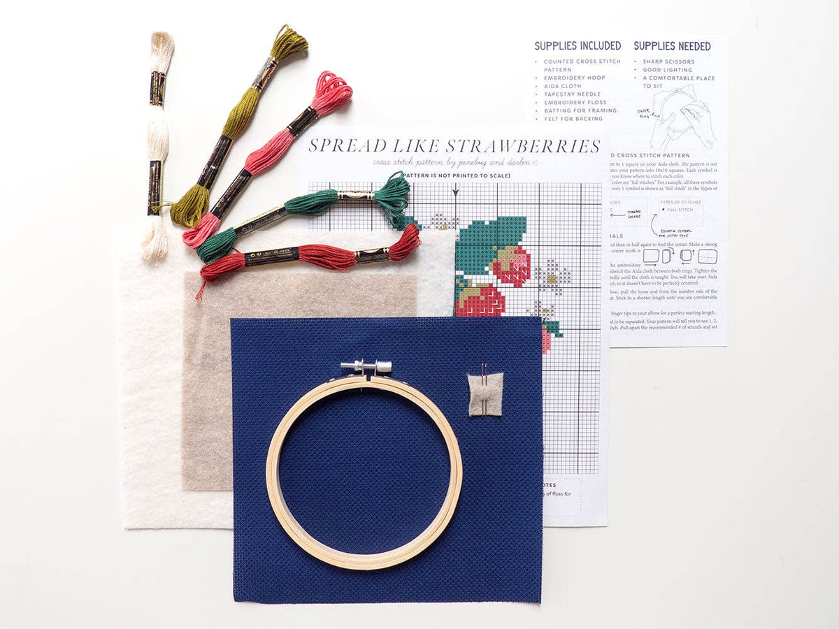 Spread Like Strawberries Cross Stitch Kit by Junebug and Darlin
