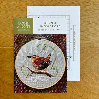 Wren & Snowdrops Cross Stitch Kit by Love Poppet