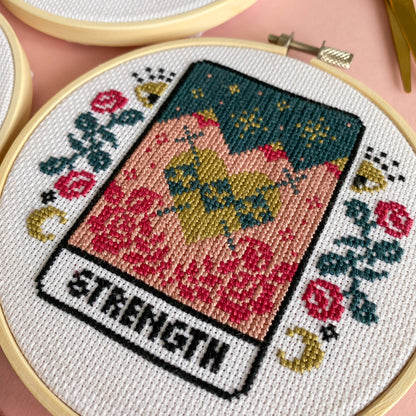 Strength Tarot Card Cross Stitch Kit by Innocent Bones