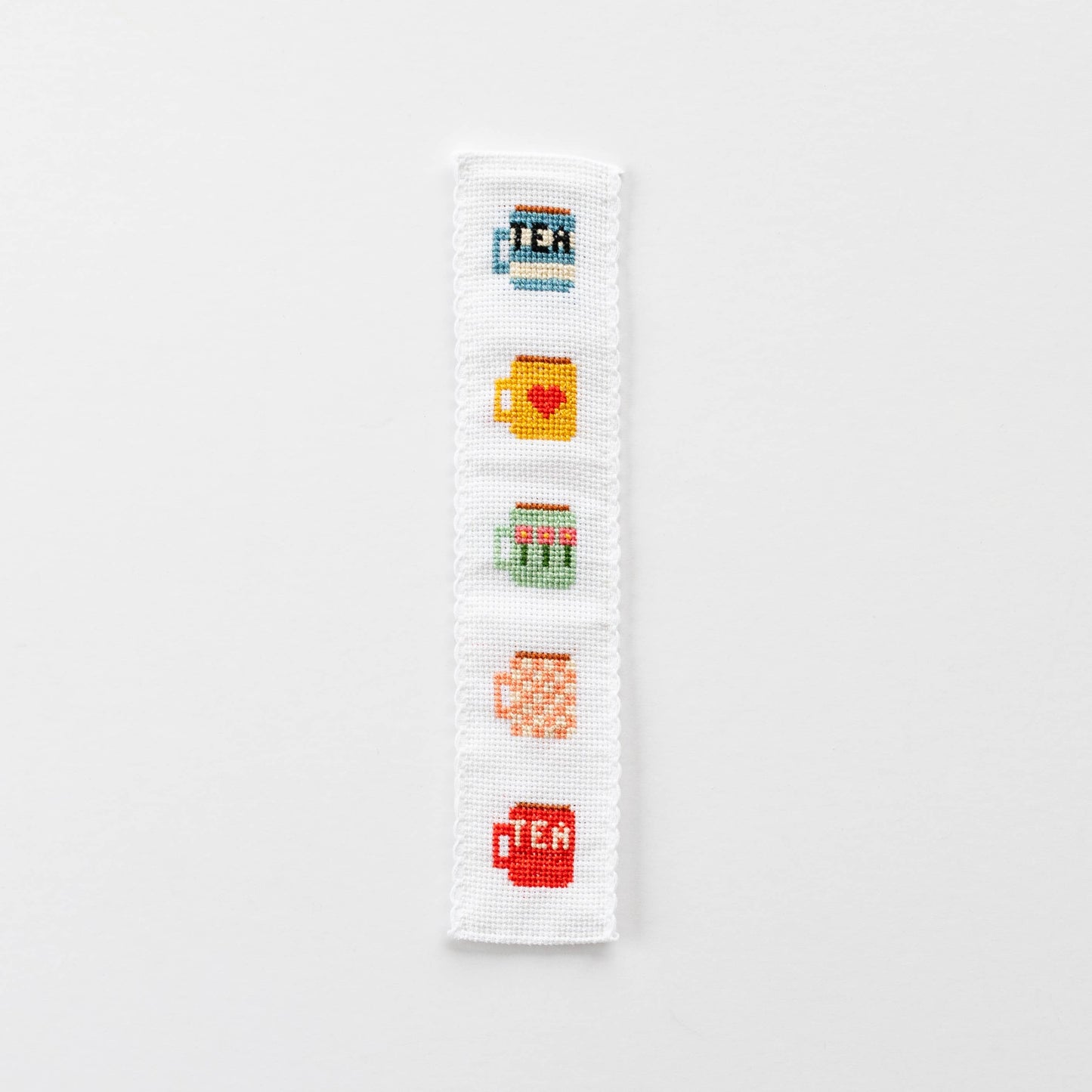 Tea/Mugs Beginner Cross Stitch Bookmark Kit by Cotton Clara