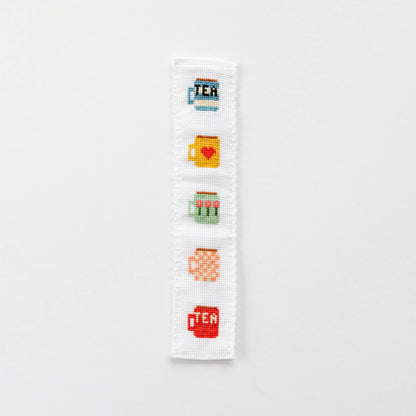 Tea/Mugs Beginner Cross Stitch Bookmark Kit by Cotton Clara