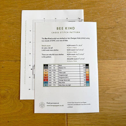 Bee Kind Cross Stitch Kit by Love Poppet