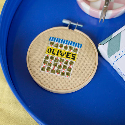 Olives Beginner Cross Stitch Kit by Cotton Clara
