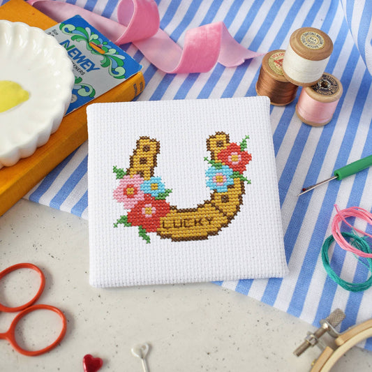 Lucky Horseshoe Mini Cross Stitch Kit by The Make Arcade