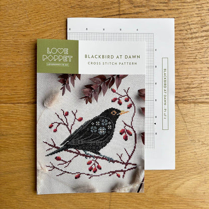 Blackbird at Dawn Cross Stitch Kit by Love Poppet