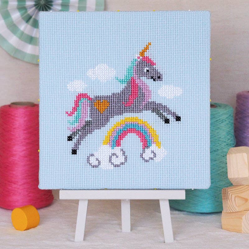 Sparkle Unicorn - Junior Cross Stitch Kit by Caterpillar Cross Stitch