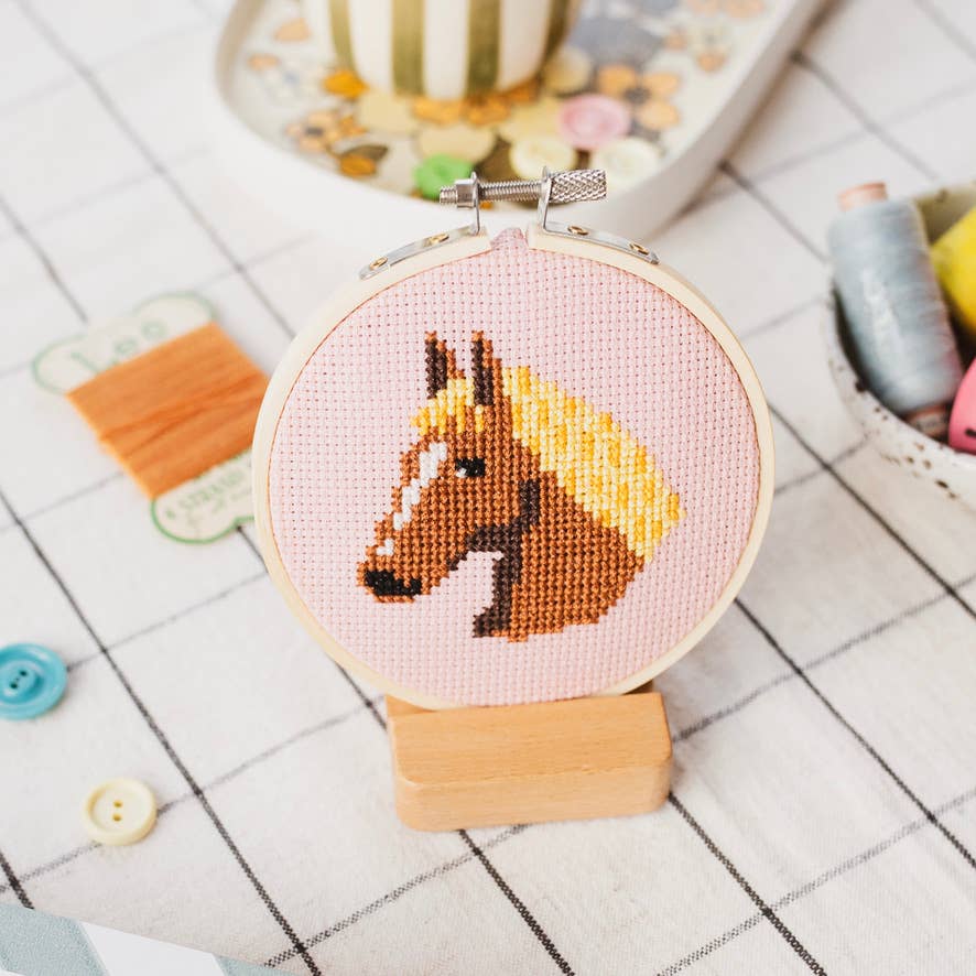 Horse Beginner Cross Stitch Kit by Cotton Clara