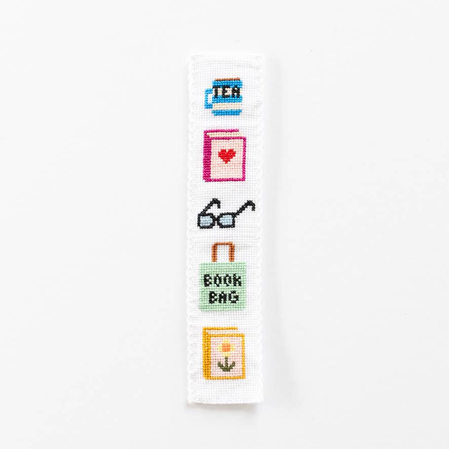 Bookish Counted Cross Stitch Bookmark Kit by Cotton Clara - Beginner friendly
