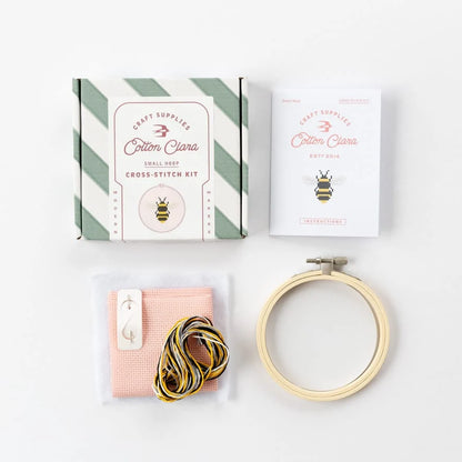 Beginner Bumble Bee Cross Stitch Kit by Cotton Clara